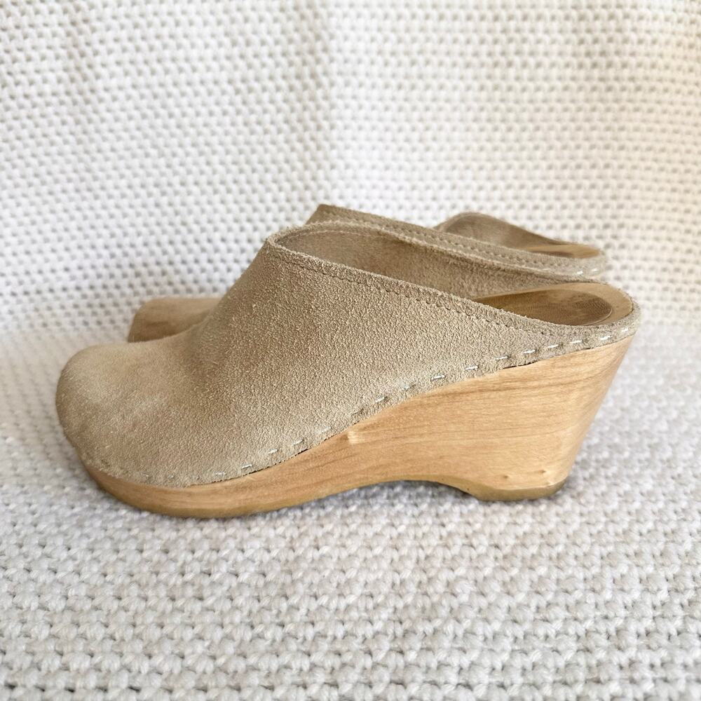 No. 6 New School Clog On Wedge Chalk Suede Closed Toe Platform Slip On Size 38 - Picture 6 of 10
